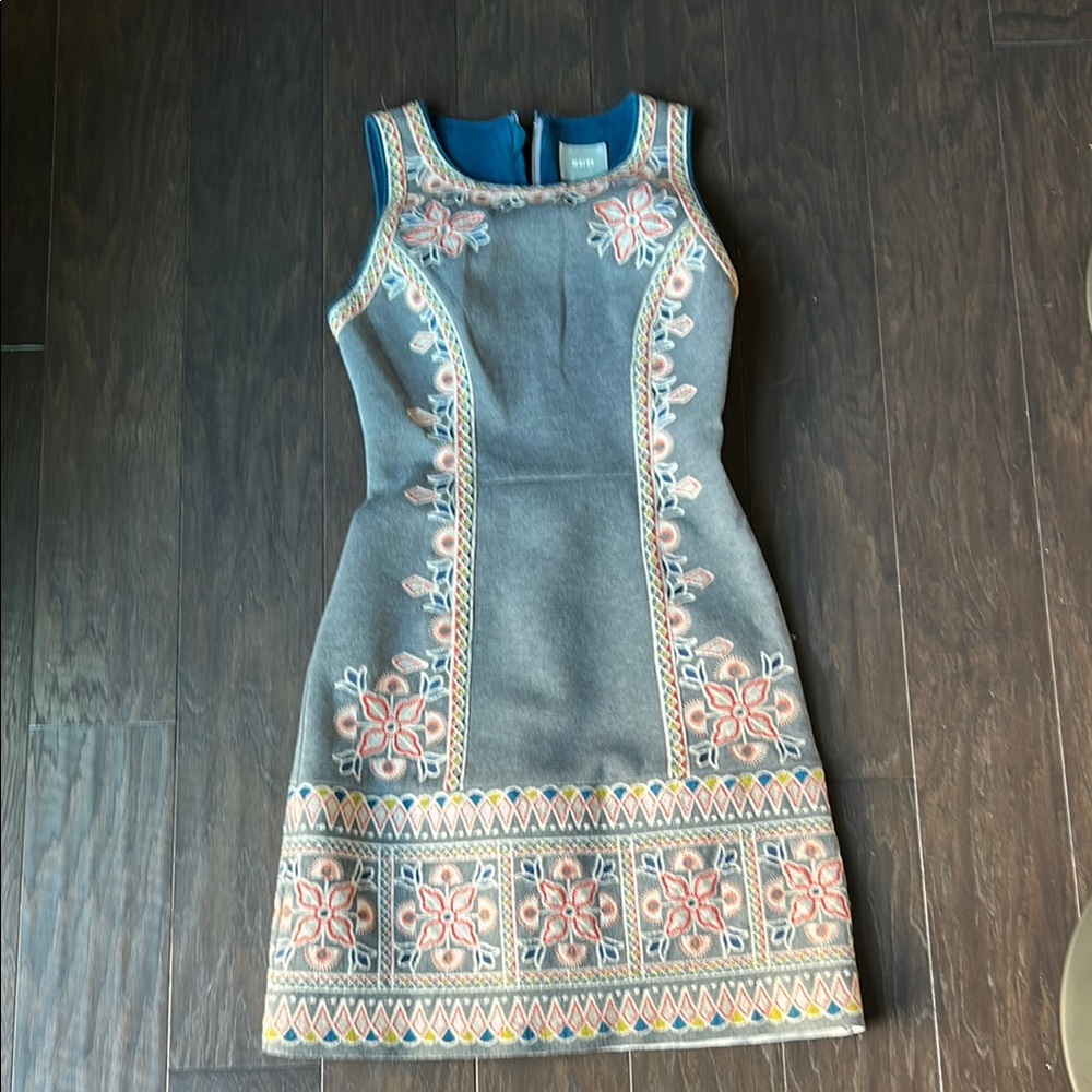 Anthropologie Maeve embroidered gray dress 2 - Picture 1 of 7
